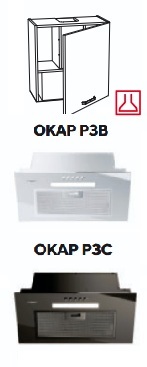 Szafka z okapem zlicowanym z linią frontu czarnym